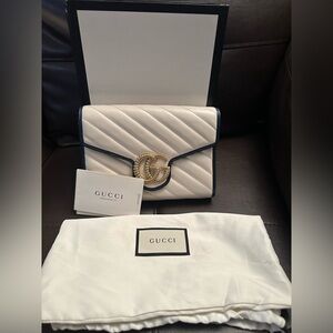Authentic GG SMALL SHOULDER BAG in white color